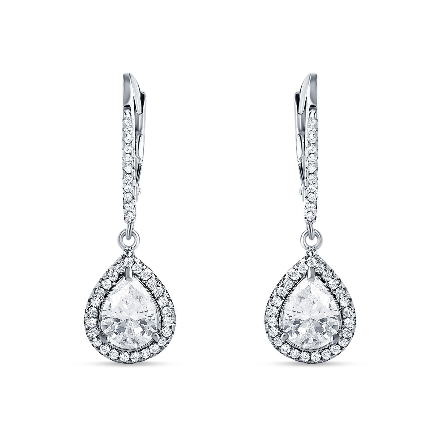 Pear Teardrop Earrings Cubic Zirconia