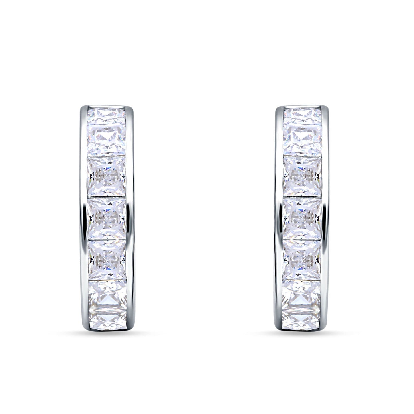 Minimalist Princess Huggie Hoop Earrings Cubic Zirconia