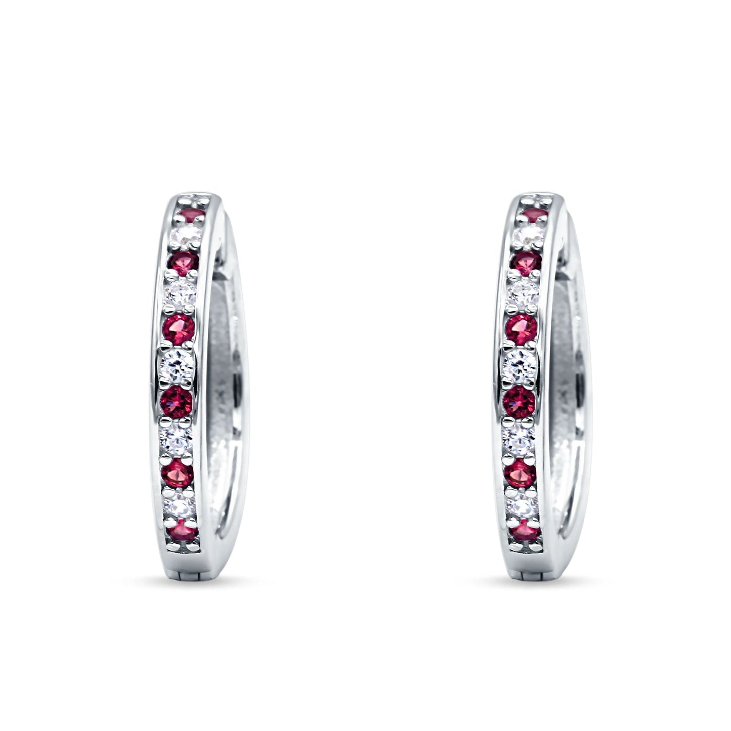 Minimalist Huggie Hoop Earrings Simulated Ruby