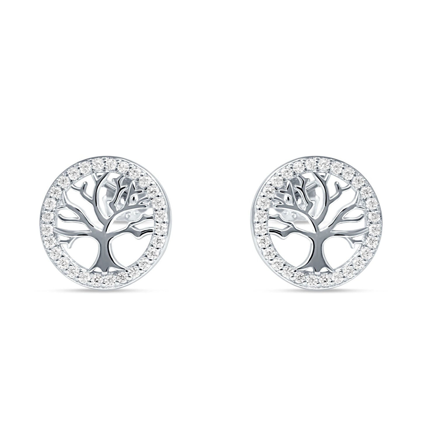 Tree Of Life Stud Earrings Cubic Zirconia