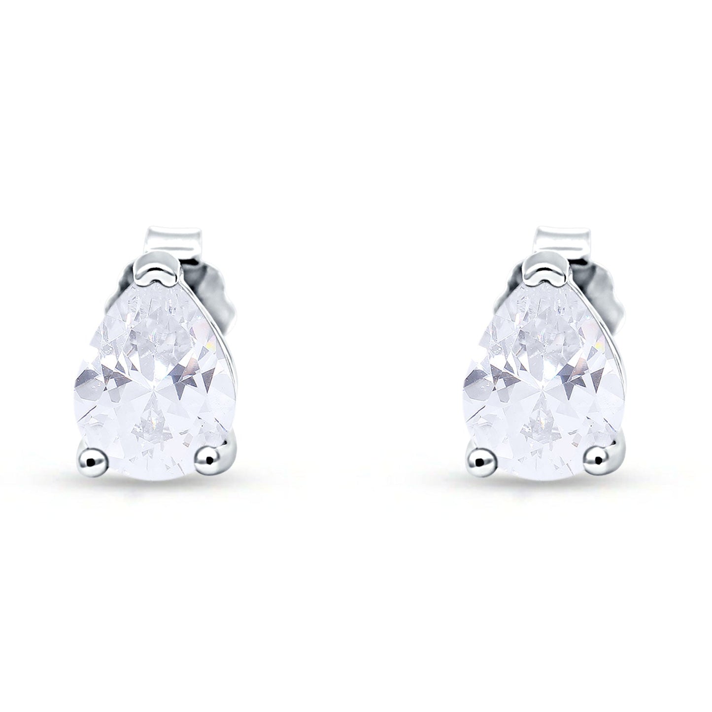 Art Deco Pear Shape Solitaire Excellent Simulated Cubic Zirconia Push Back Stud Earring