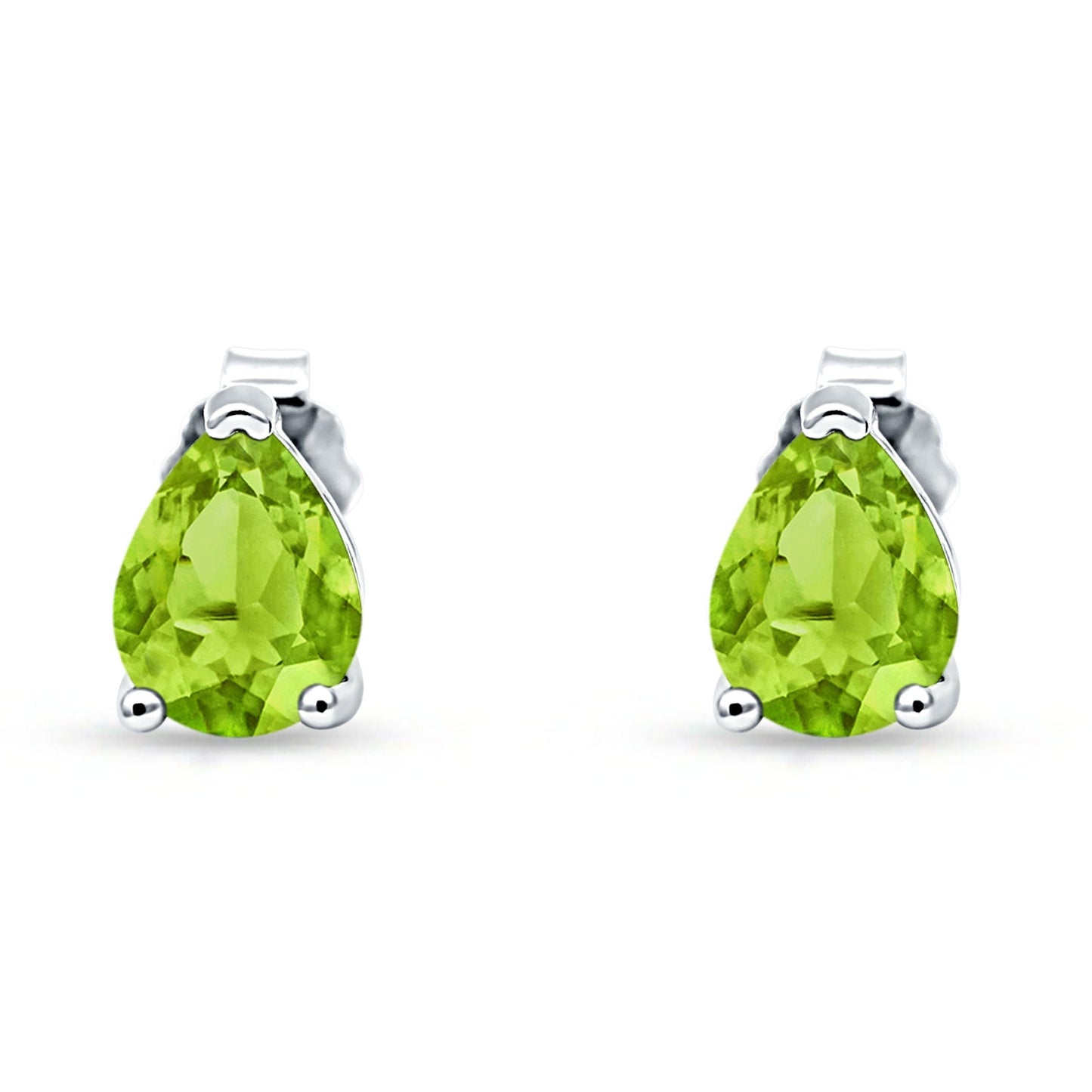 Art Deco Pear Shape Solitaire Excellent Simulated Peridot CZ Push Back Stud Earring