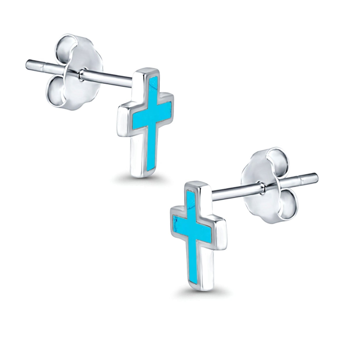 Cross Turquoise Stud Earrings