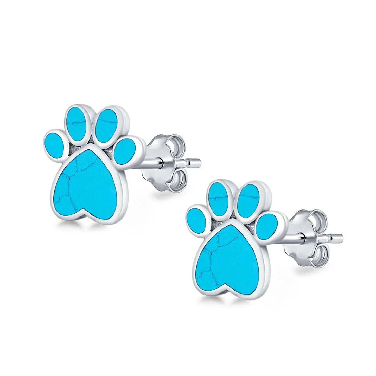 Paw Prints Turquoise Stud Earrings