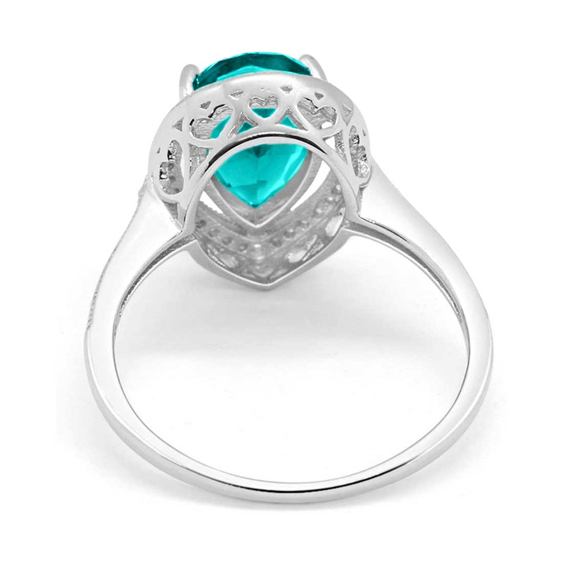 Teardrop Paraiba Tourmaline CZ Bridal Ring