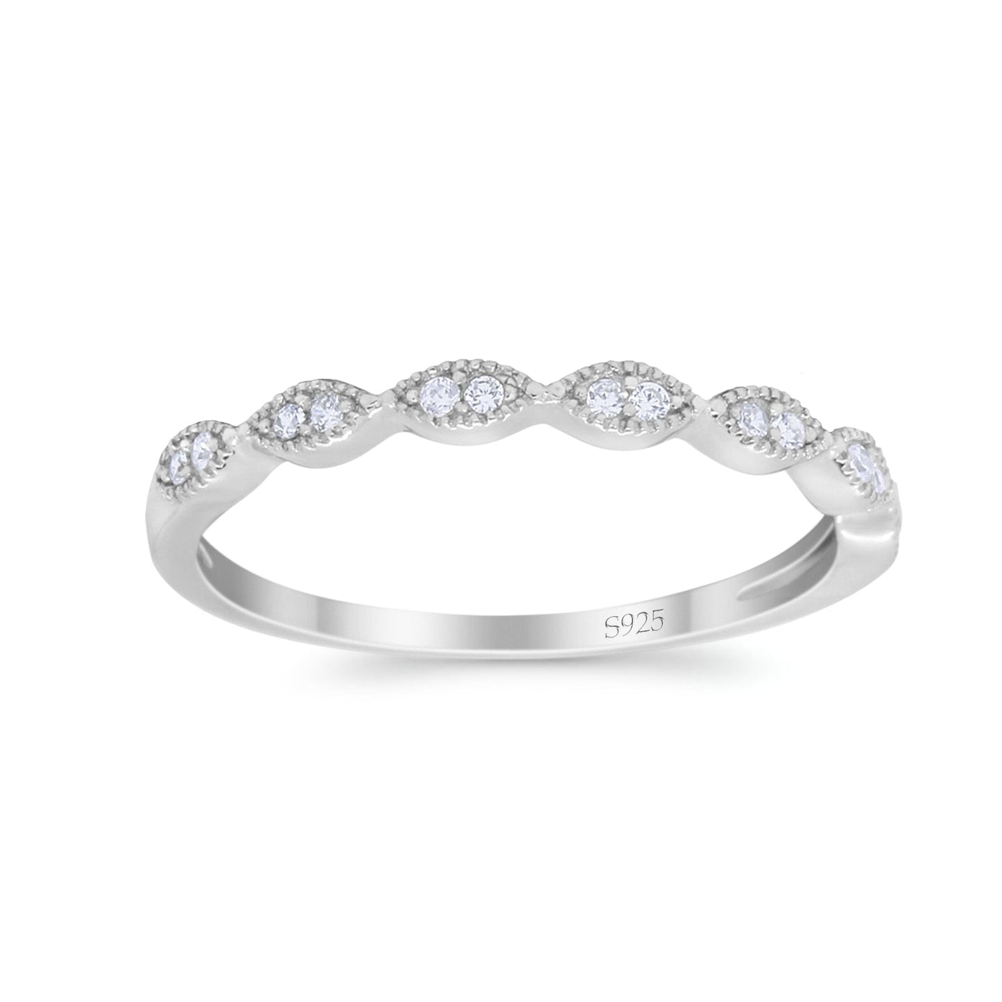 Half Eternity Simulated Cubic Zirconia Engagement Band Ring