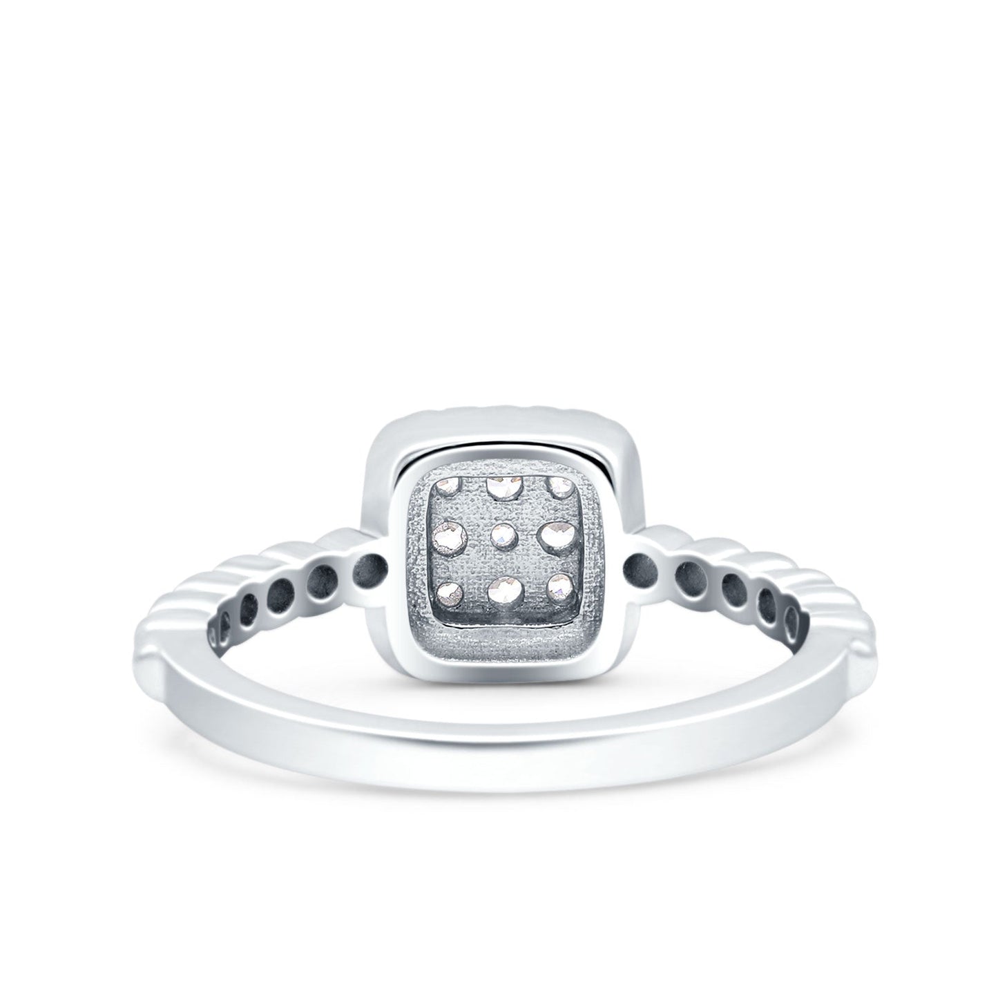 Art Deco Square Halo Wedding Bridal Ring Simulated Cubic Zirconia