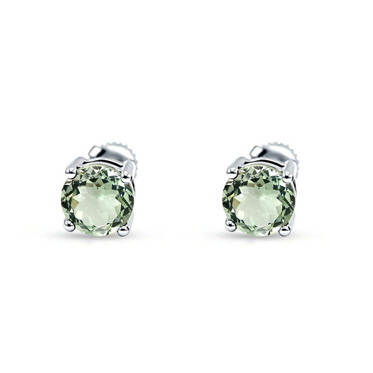 Solitaire Stud Earring Natural Green Amethyst Prasiolite Wholesale