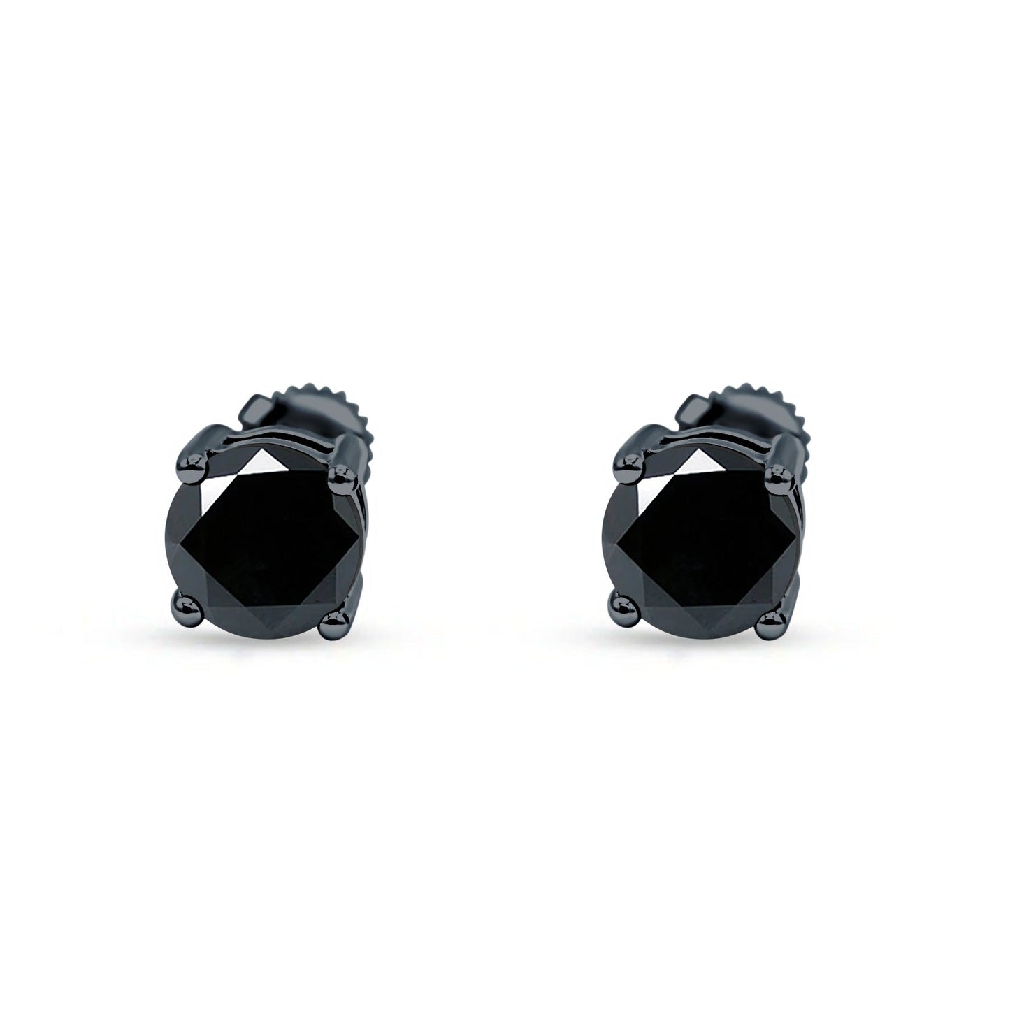 Solitaire Stud Earring Black CZ Black Tone