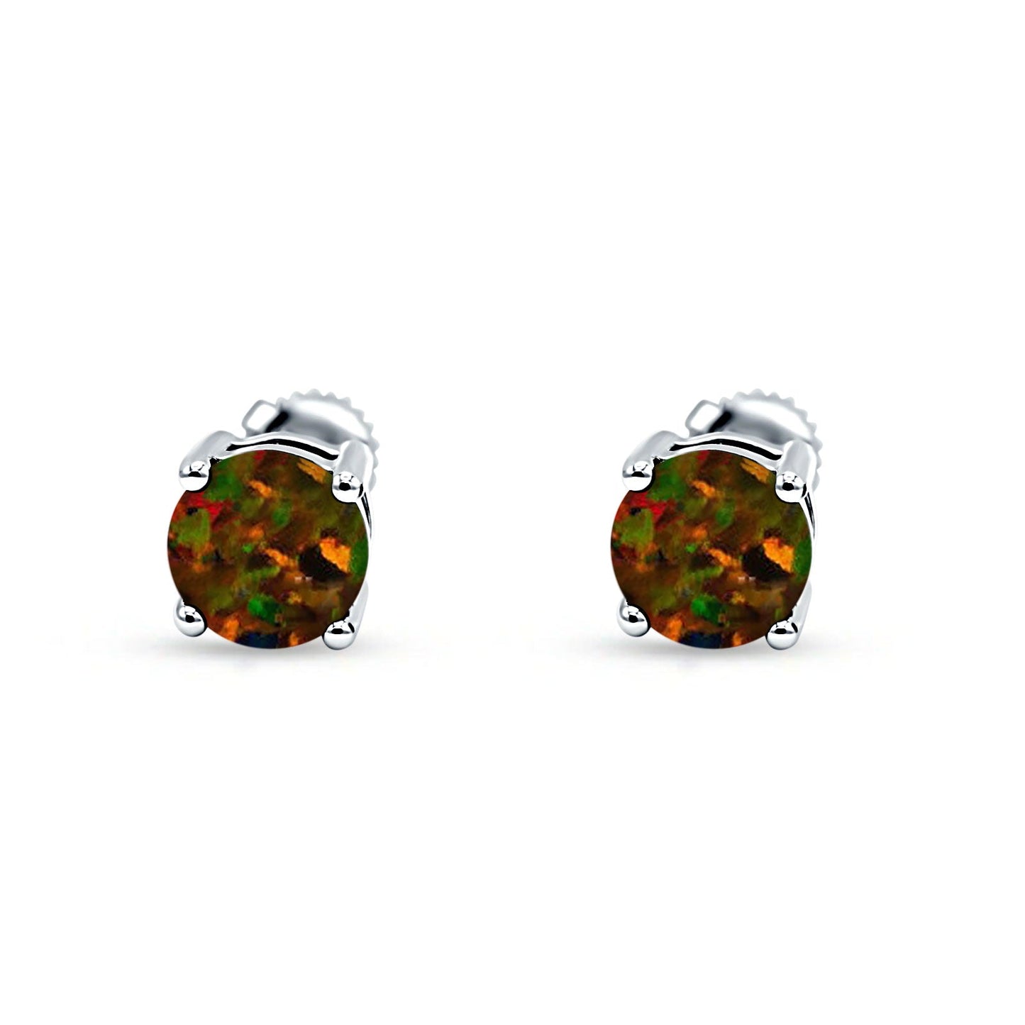 Solitaire Push Back Stud Earring Created Black Opal Wholesale