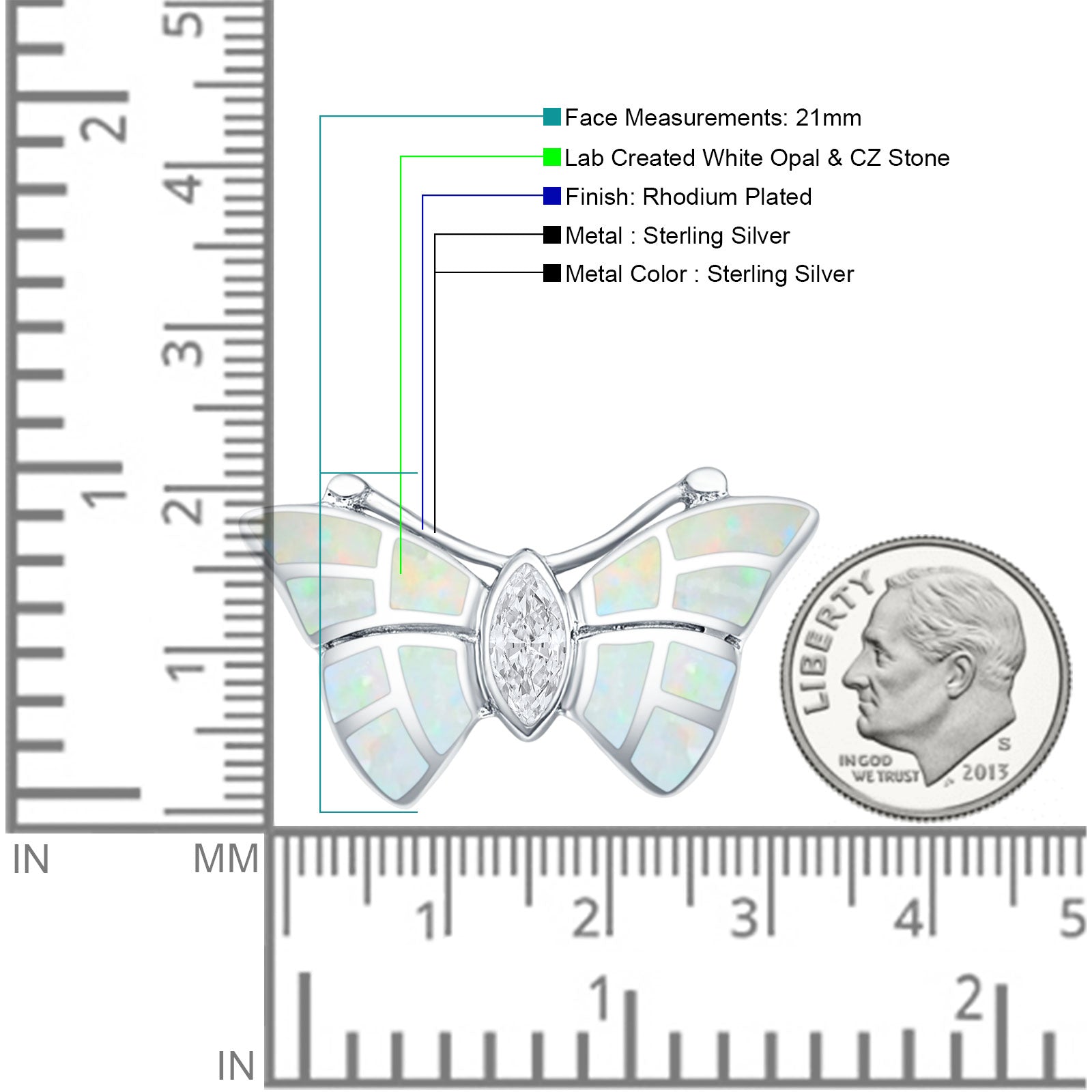 Marquise CZ Butterfly Pendant