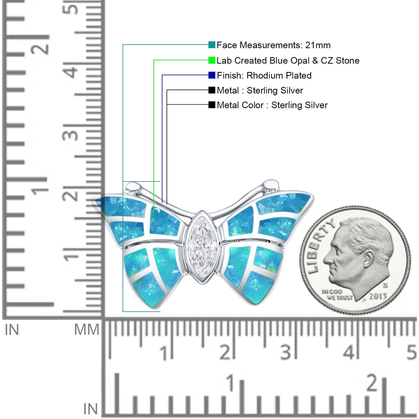 Marquise CZ Butterfly Pendant
