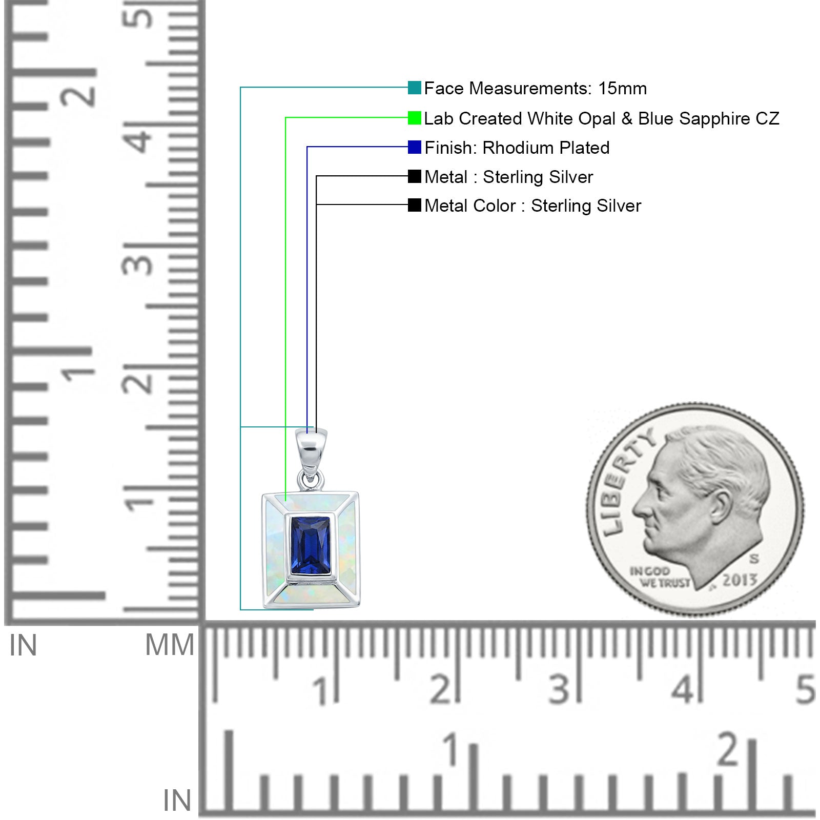 Emerald Blue Sapphire CZ Pendant