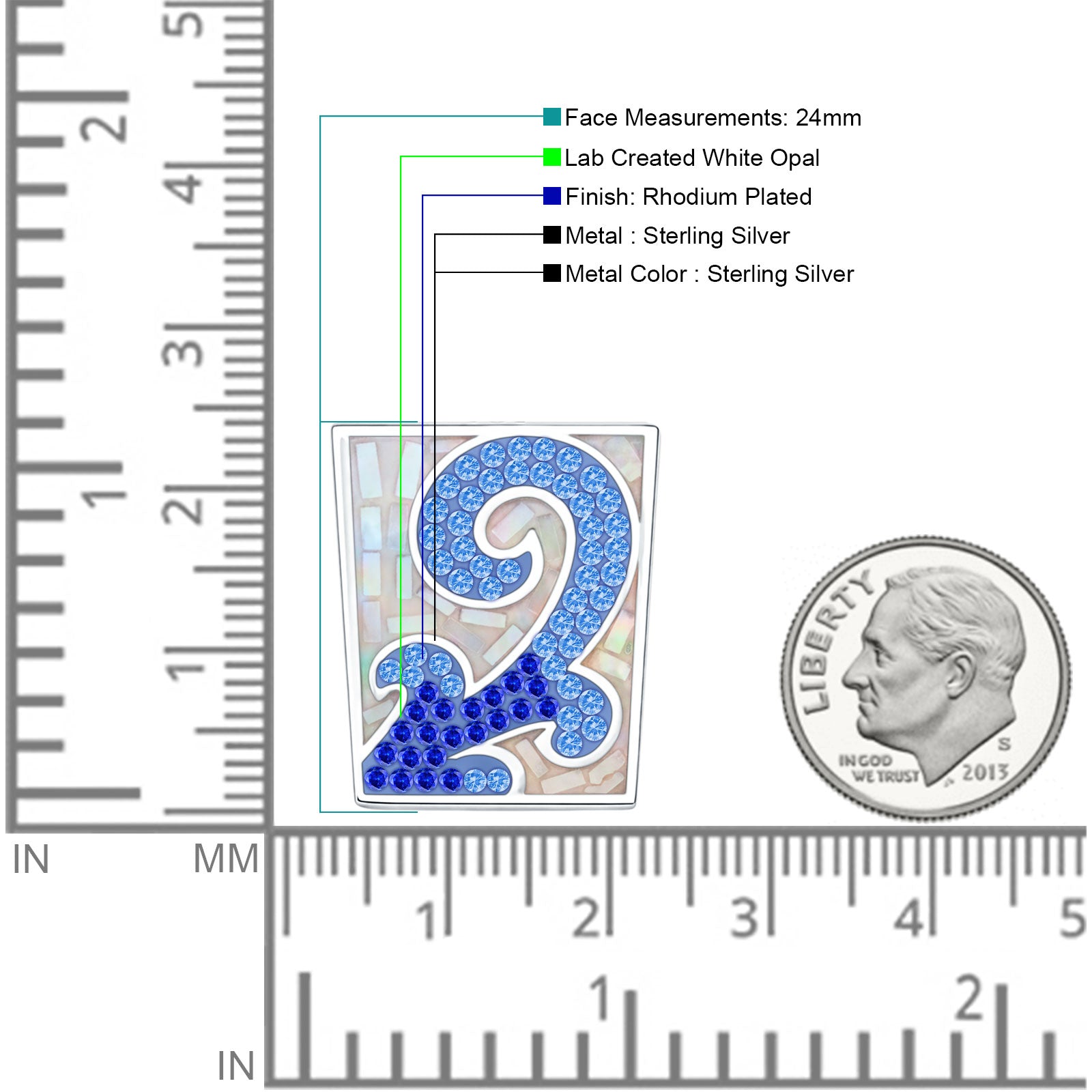 Blue CZ Scroll Design Pendant