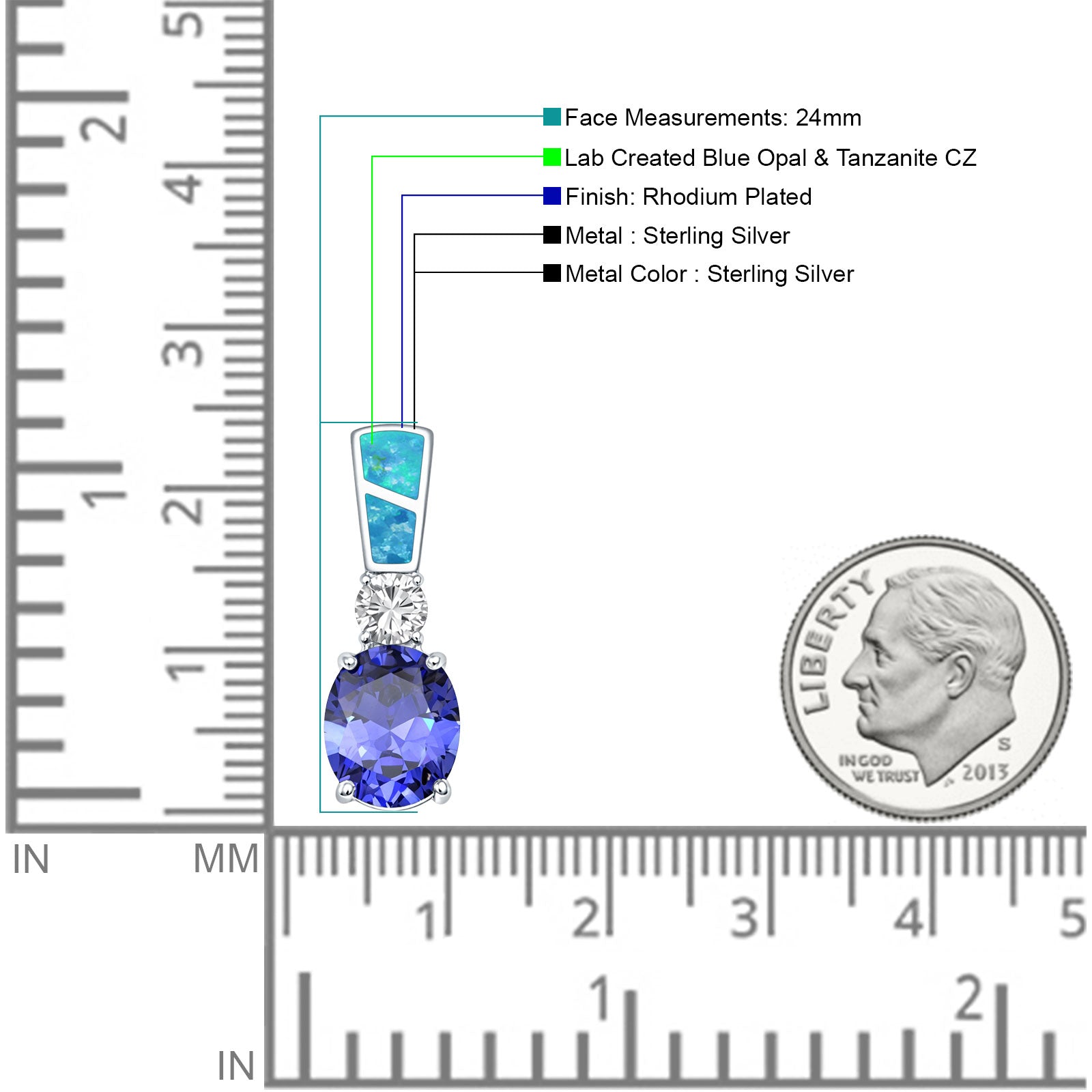 Opal & Oval Tanzanite CZ Pendant