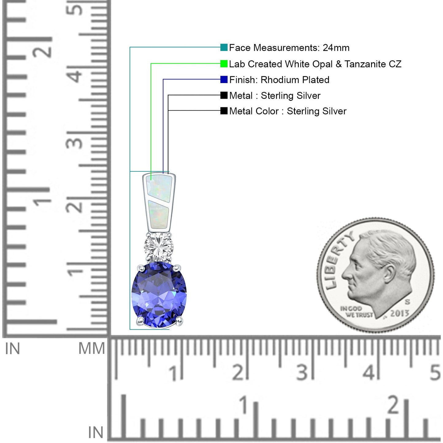 Opal & Oval Tanzanite CZ Pendant
