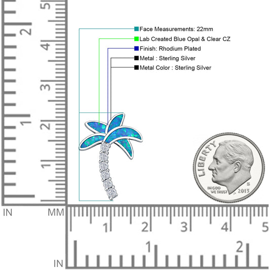Opal & Palm Tree CZ Pendant