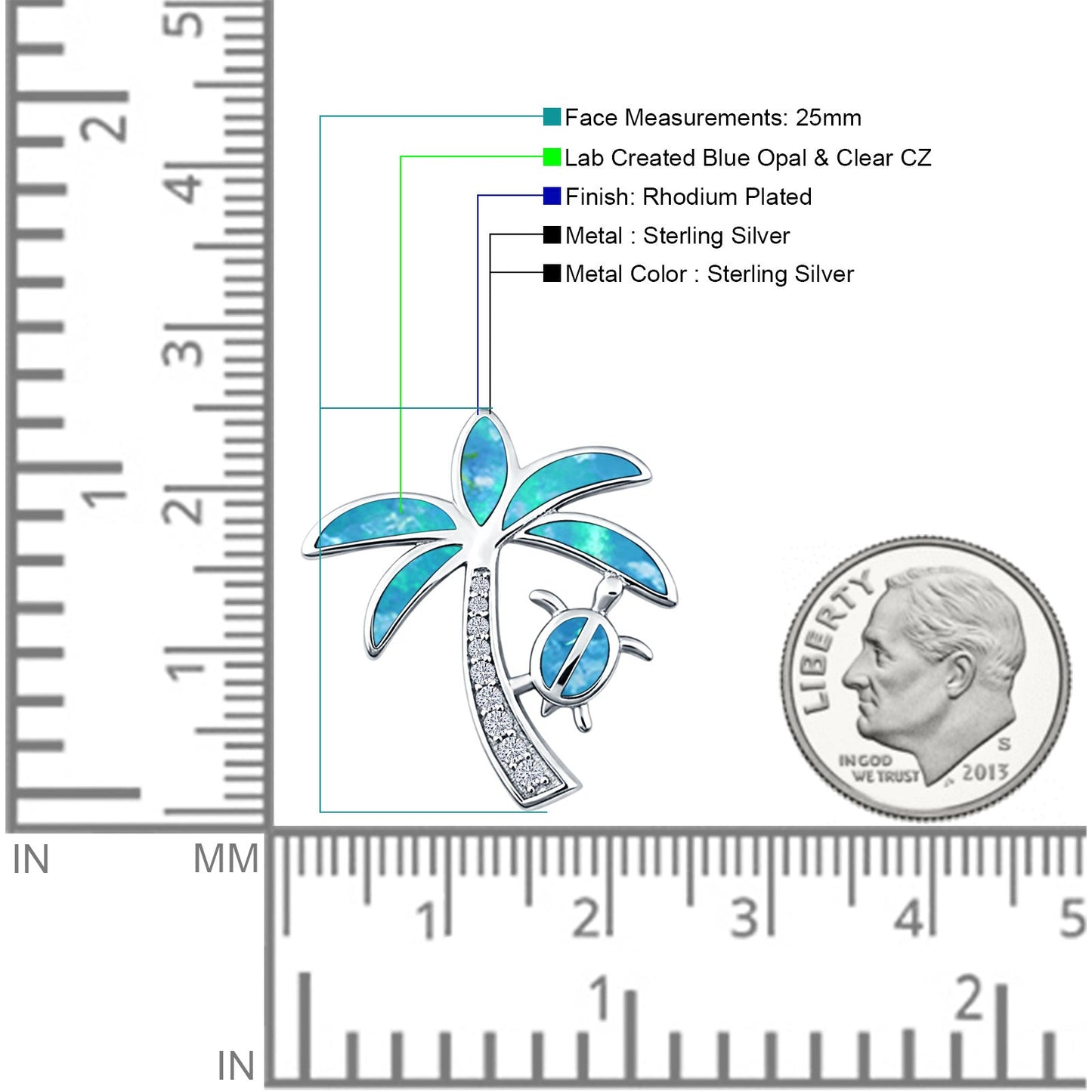 Palm Tree Sea Turtle Pendant
