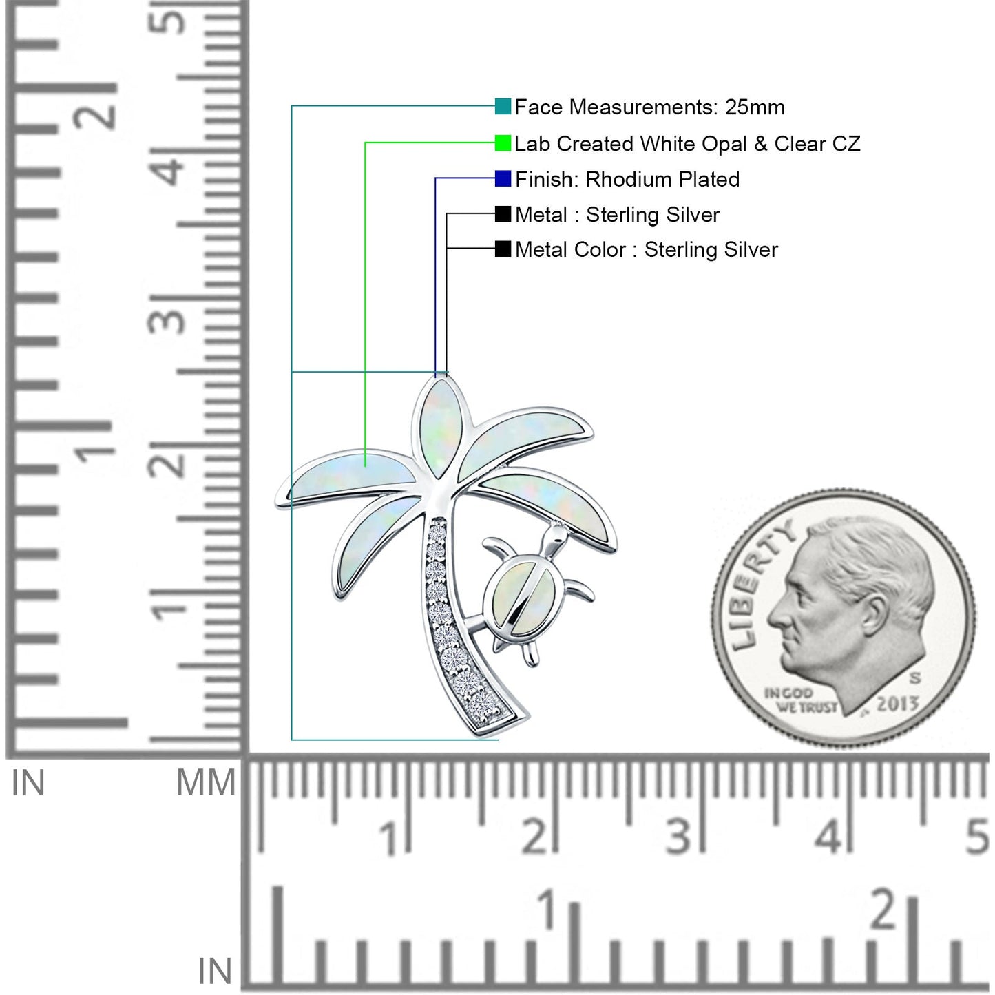 Palm Tree Sea Turtle Pendant