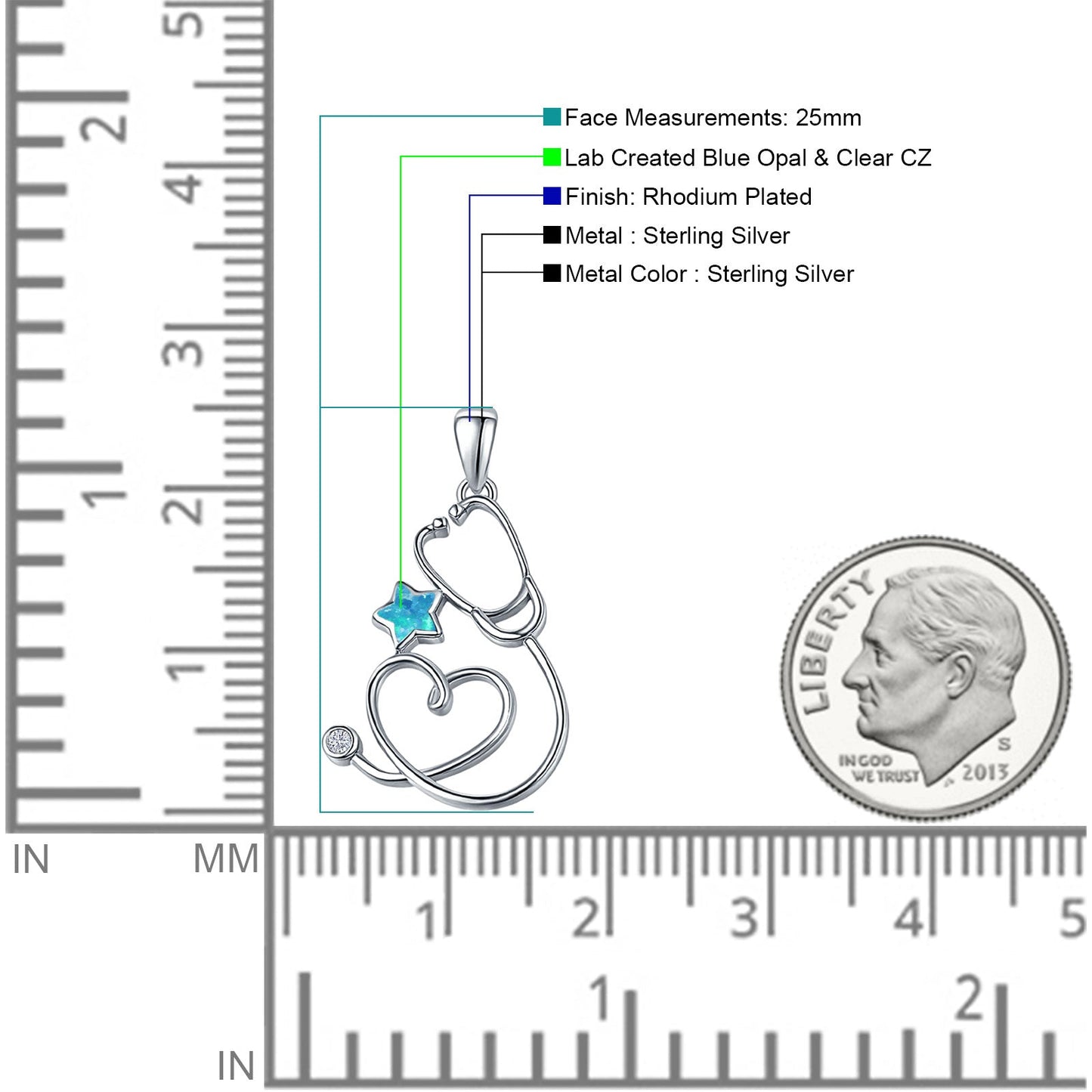 Star & Stethoscope Pendant
