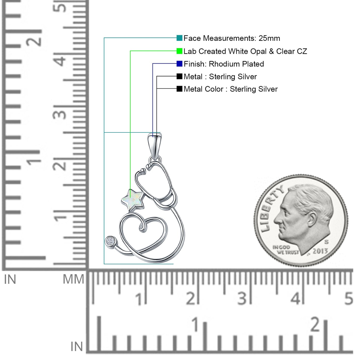 Star & Stethoscope Pendant