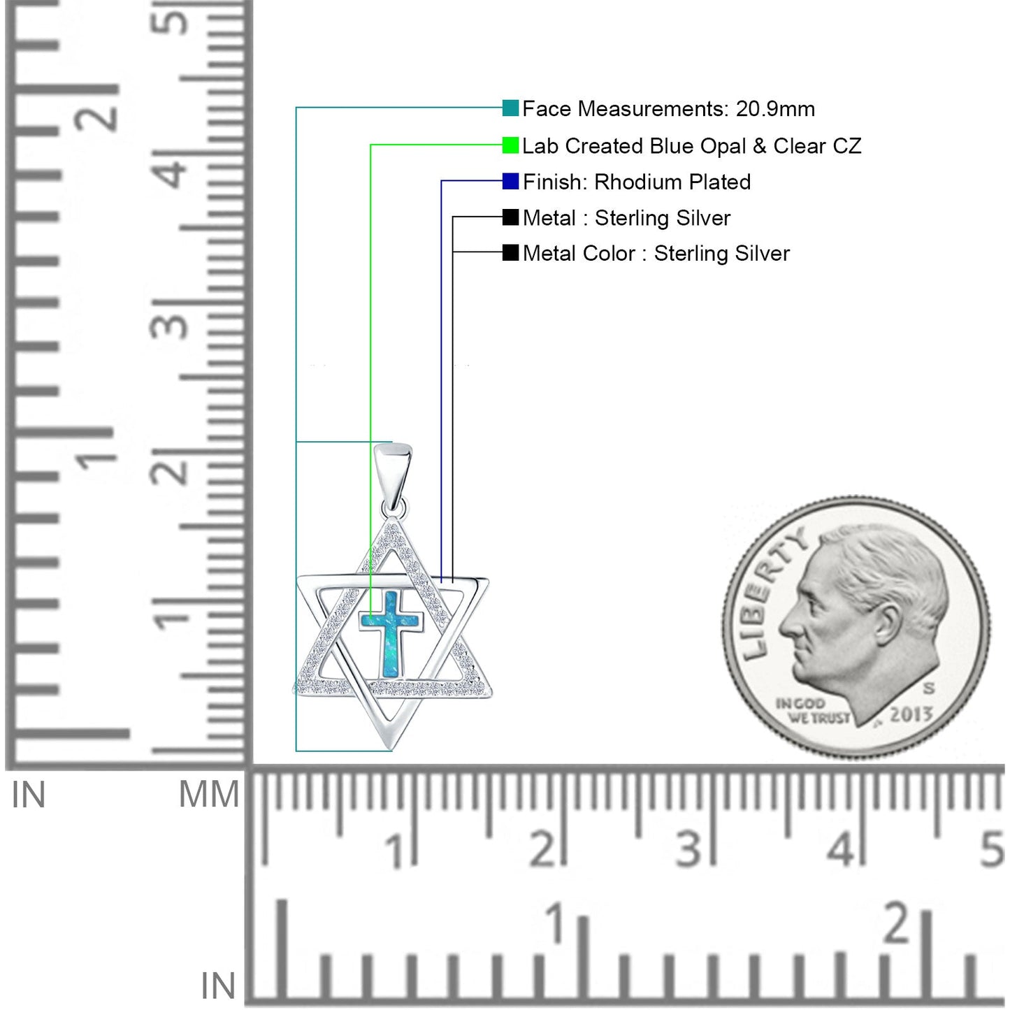 Star Of David & Cross Pendant