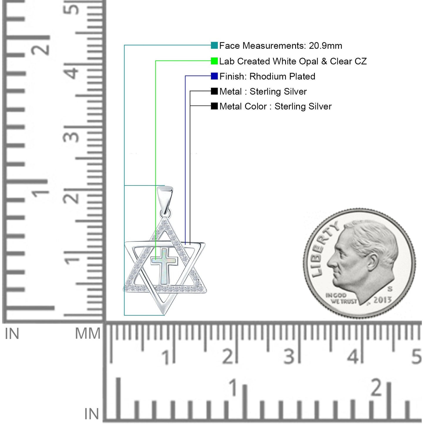 Star Of David & Cross Pendant