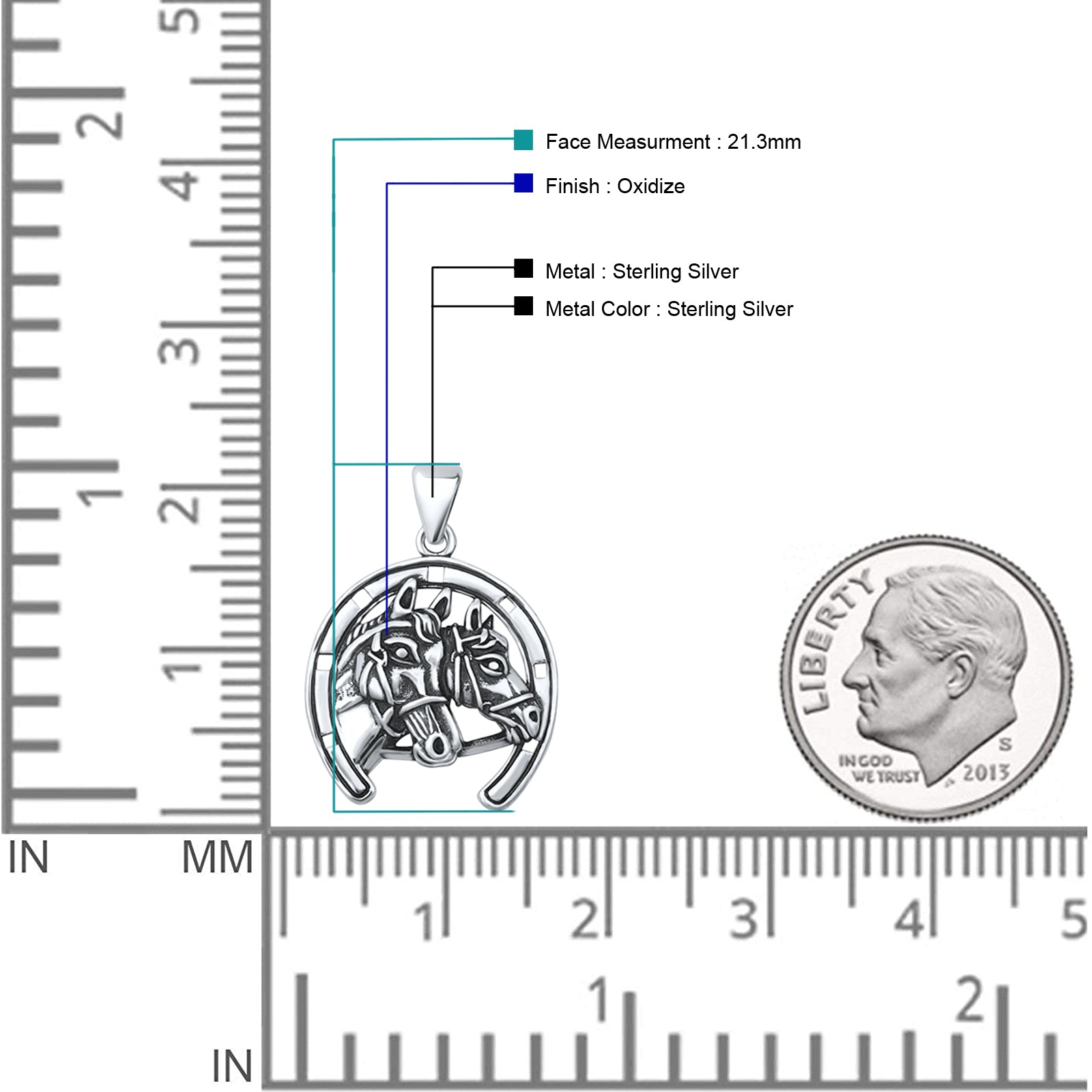 Horses & Horseshoe Pendant