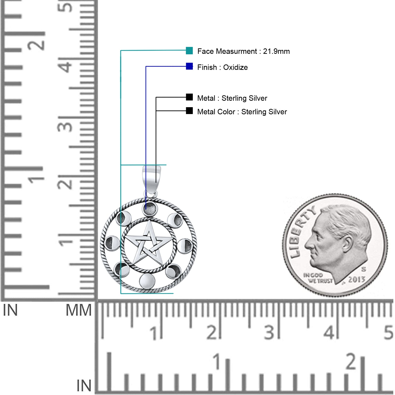 Celtic Star & Moon Phases Pendant