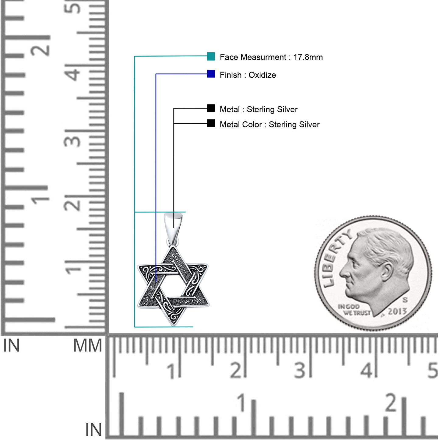 Star of David Pendant Oxidized