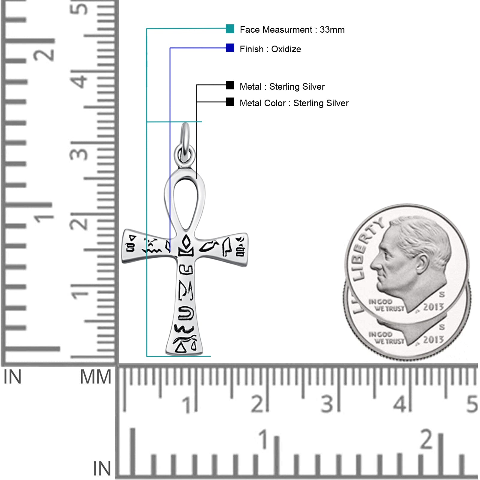  Egyptian Cross Ankh Pendant