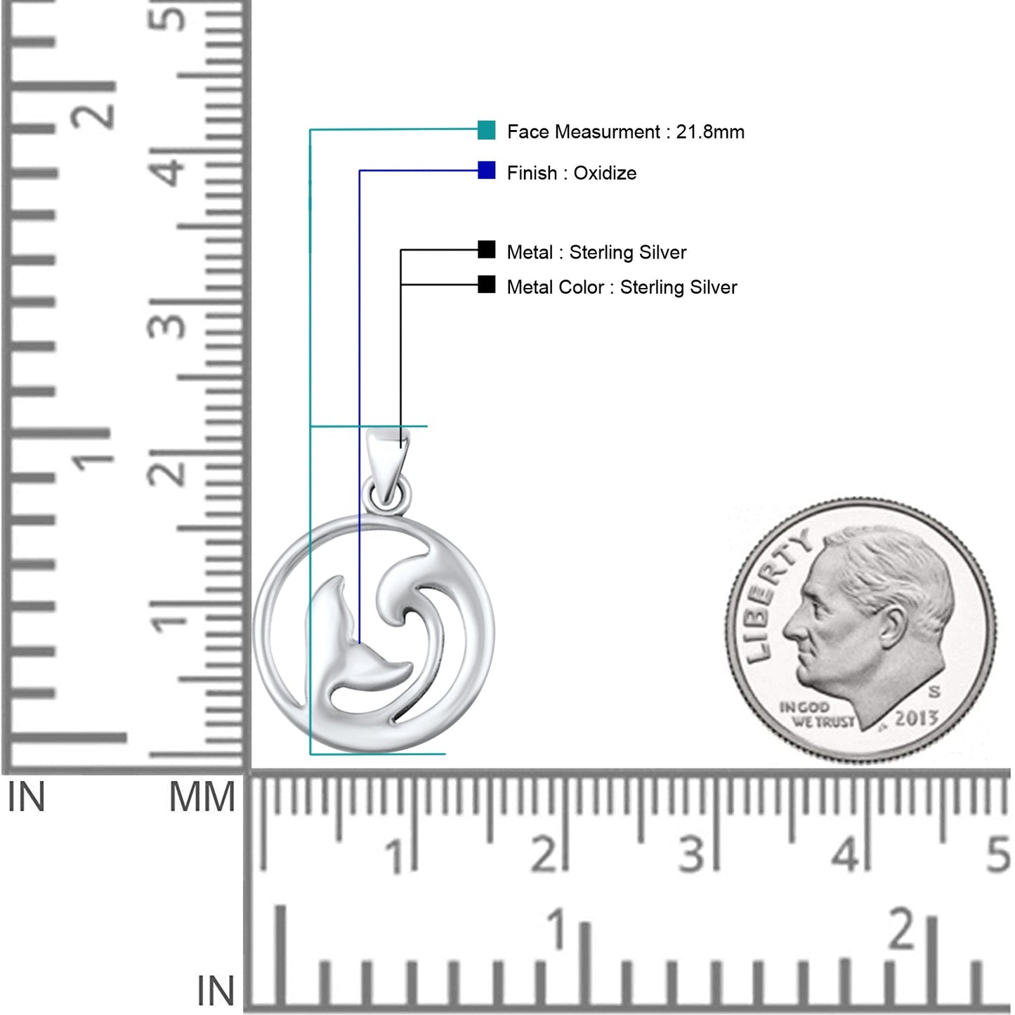  Whale Tail & Wave Pendant