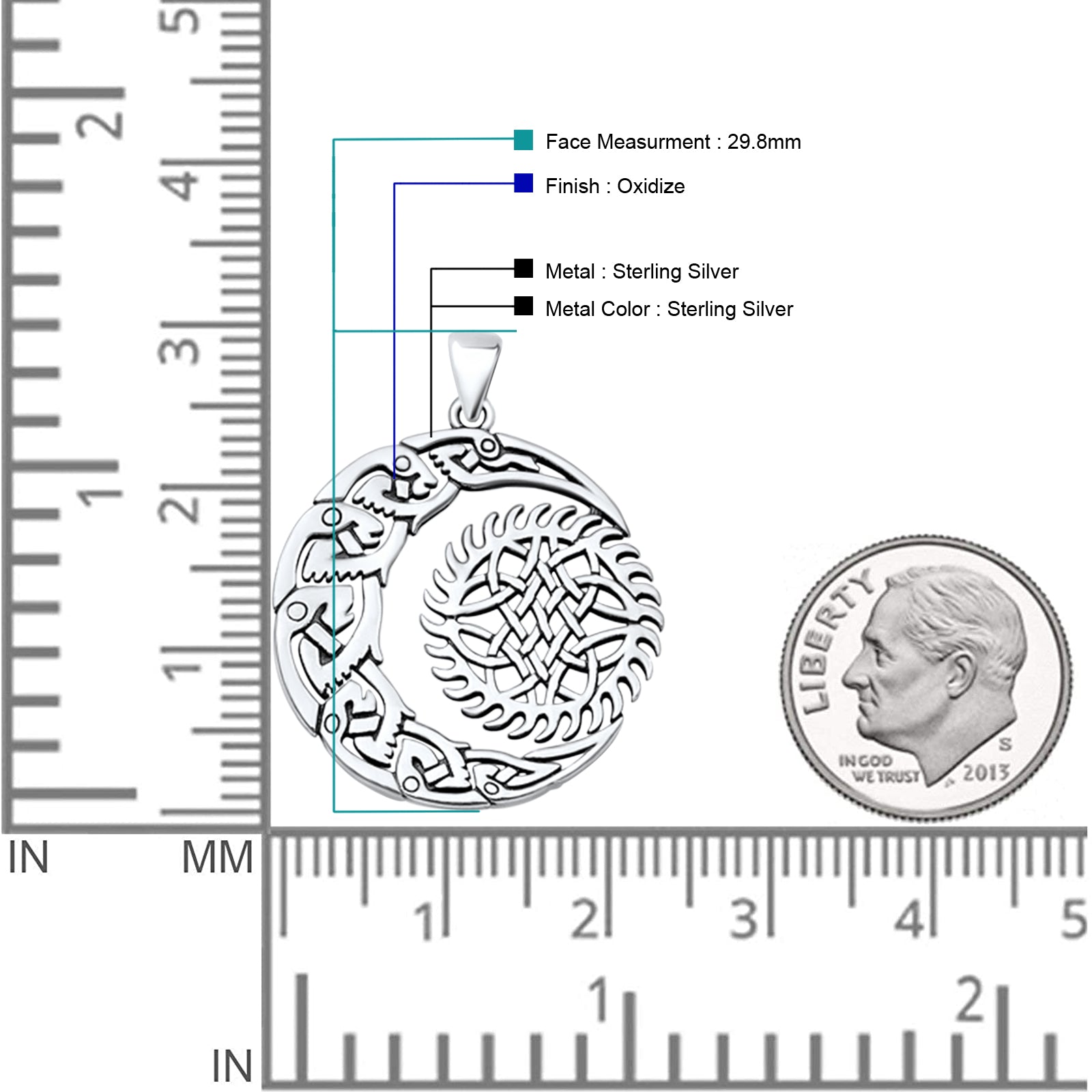  Celtic Moon Fish Pendant