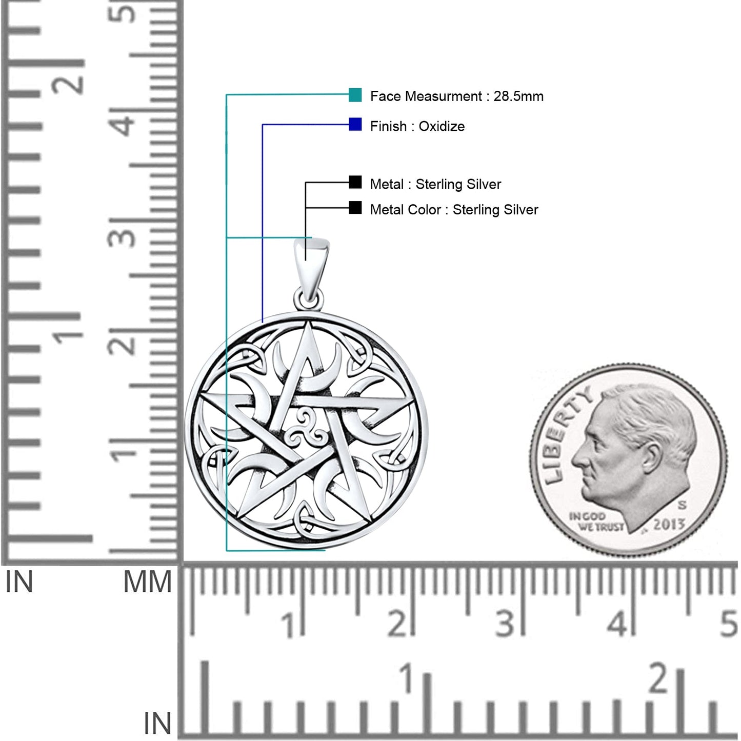  Pentagram, Moon & Triskelion Pendant