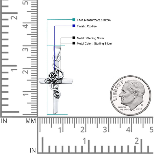  Rose Flower & Cross Pendant