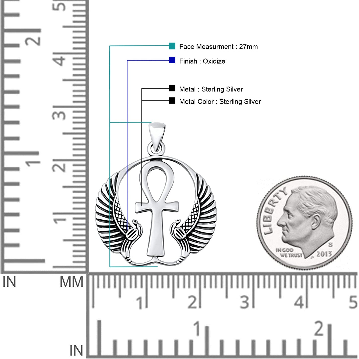  Ankh & Wings Pendant
