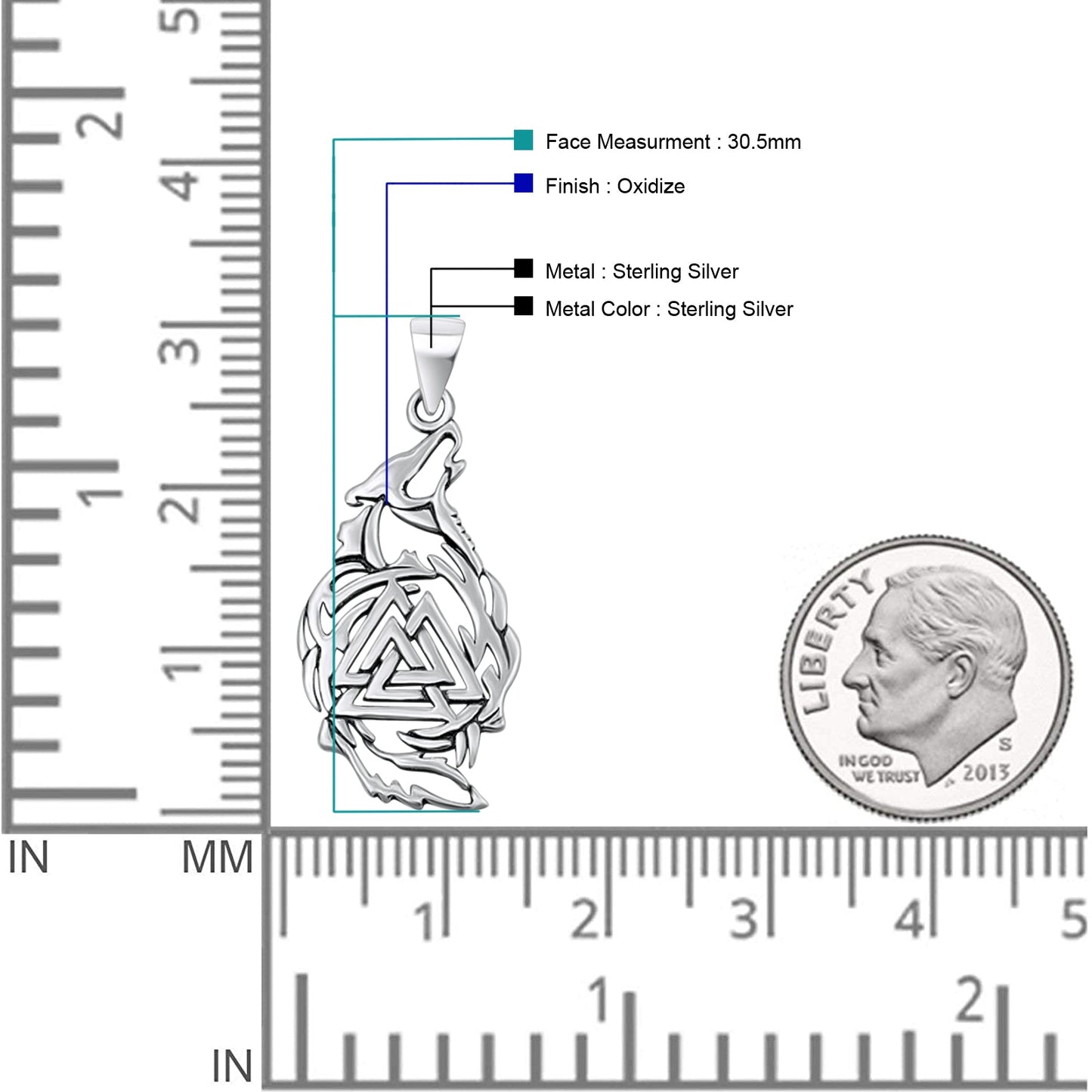 Valknut & Wolf Pendant