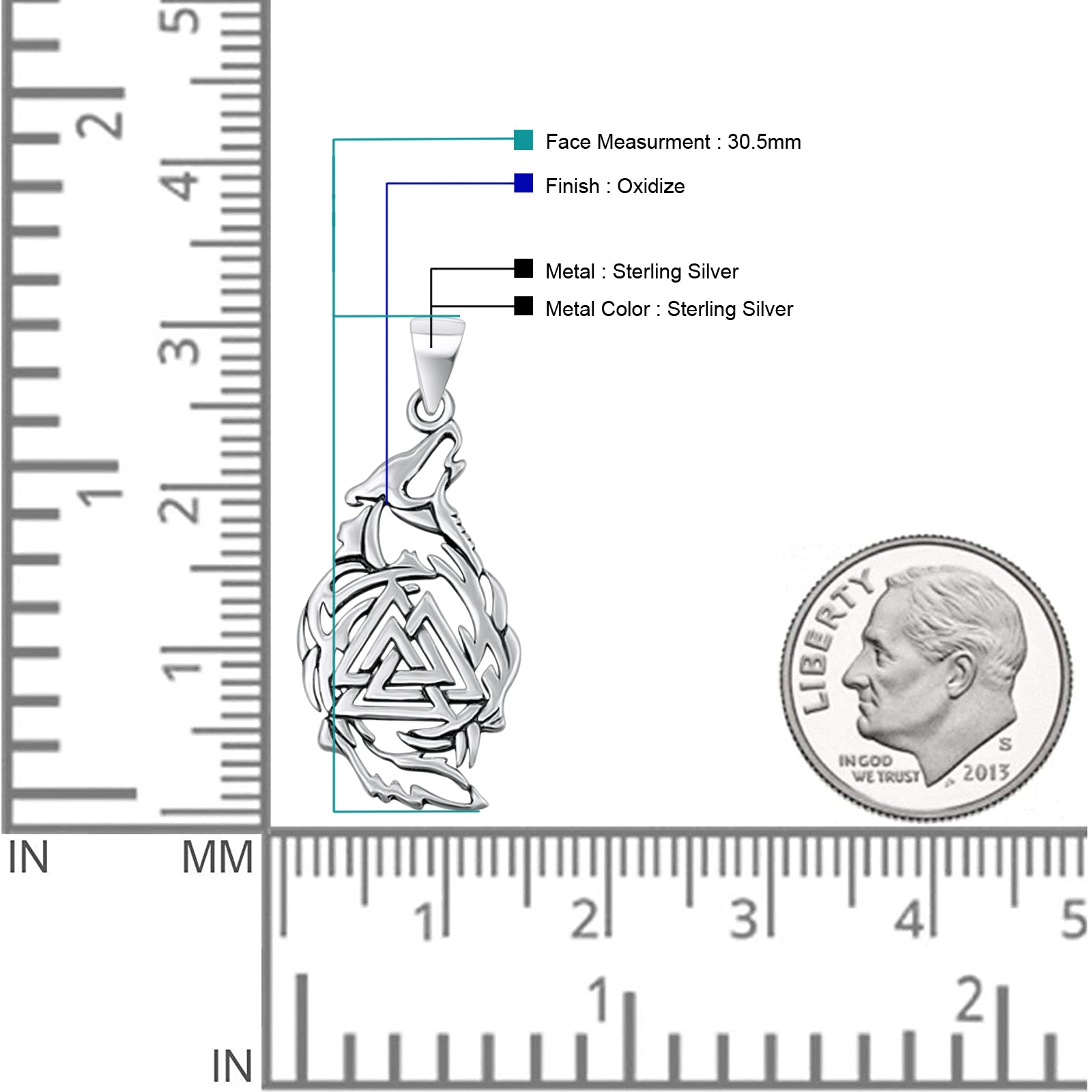  Valknut & Wolf Pendant