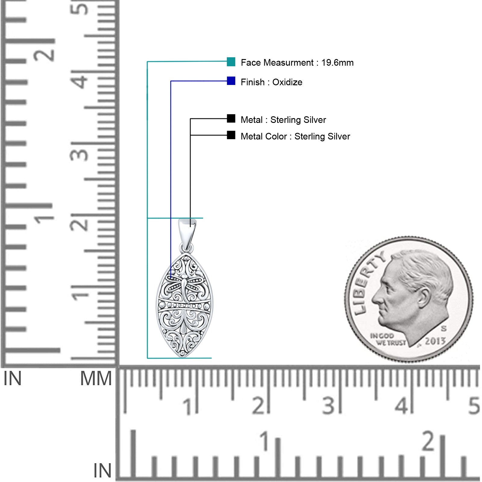 Dragonfly Marquise Filigree Pendant