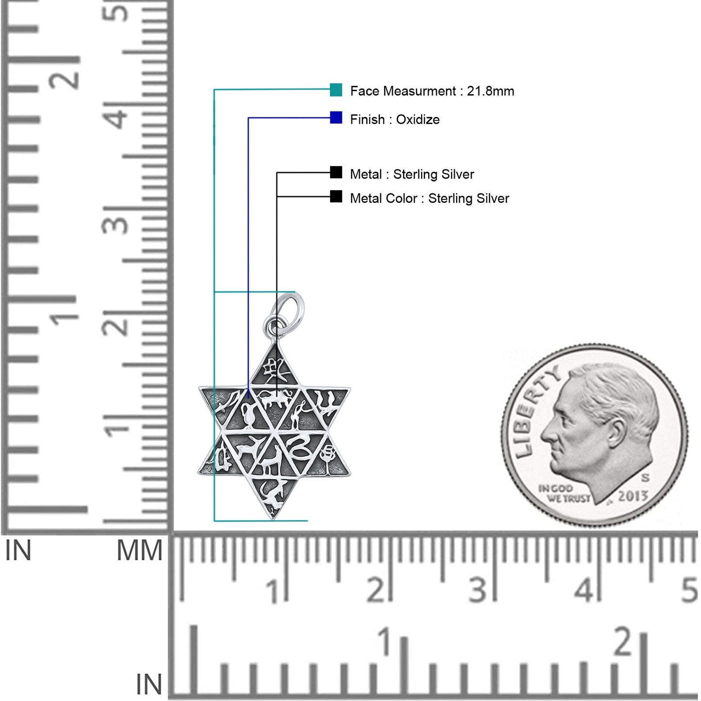 Tribes of Israel Star of David Pendant