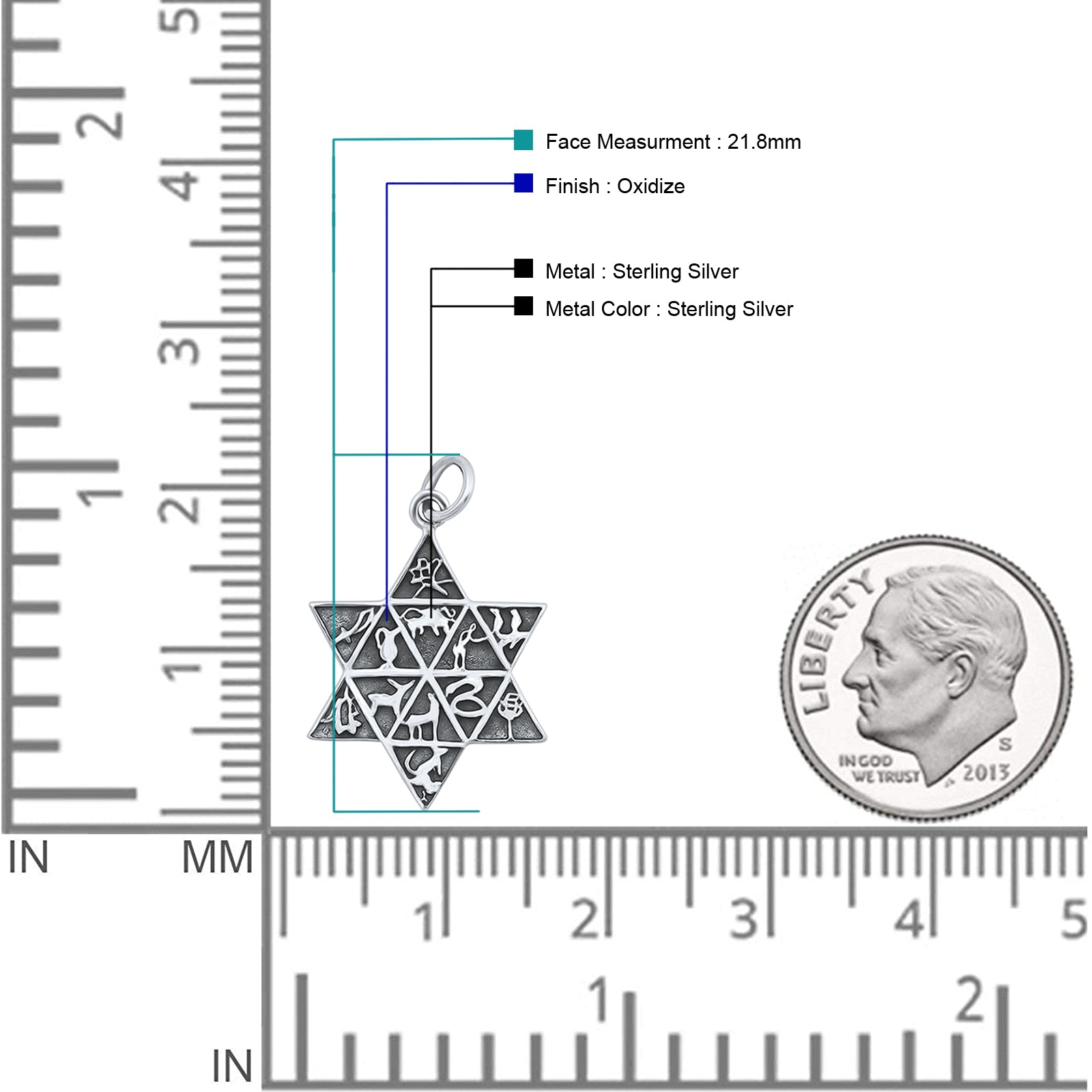 Tribes of Israel Star of David Pendant