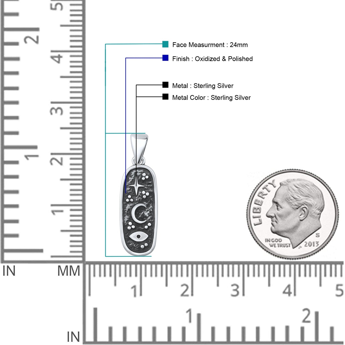 Moon Star Evil Eye Pendant