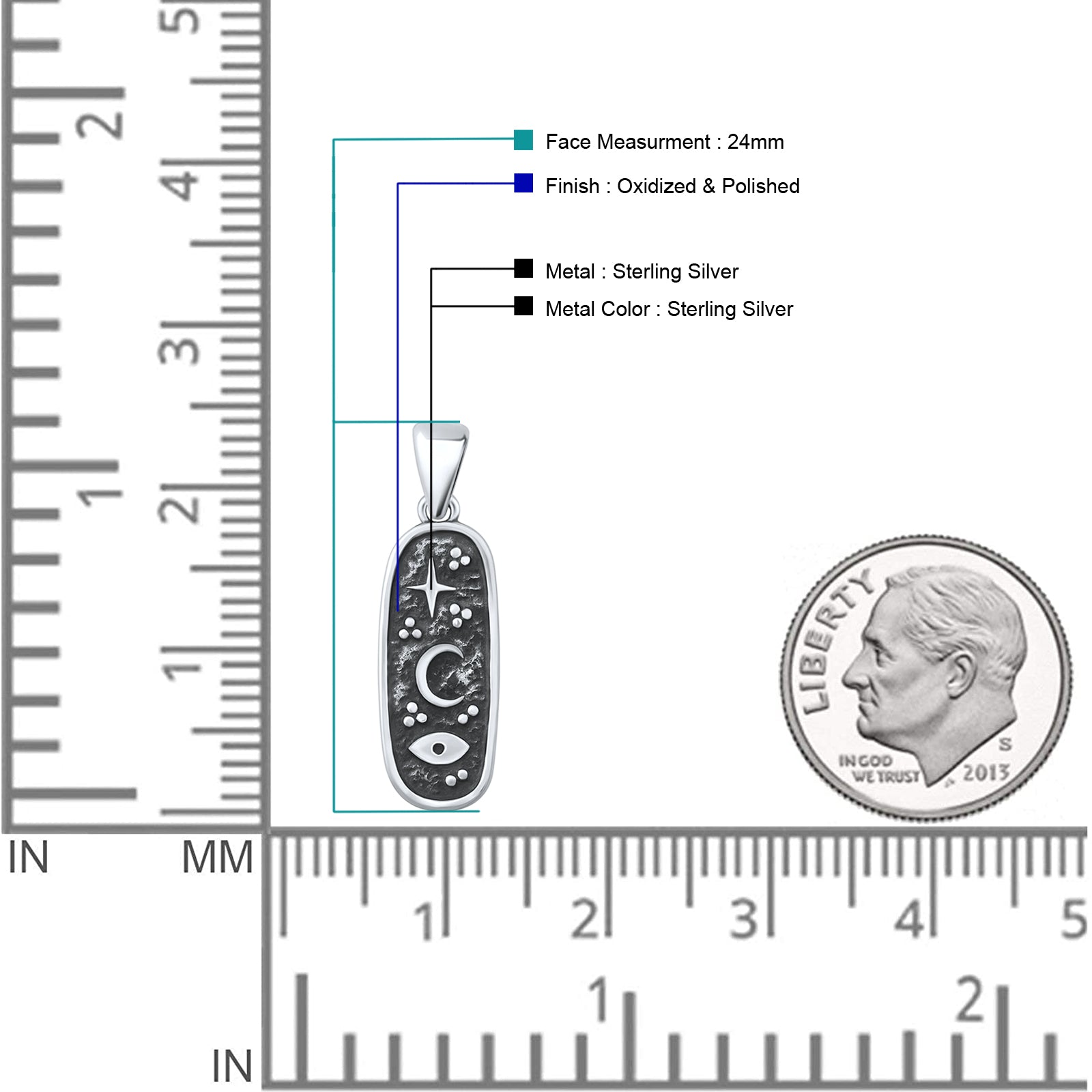 Moon Star Evil Eye Pendant