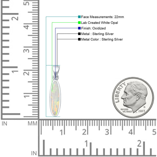 Oval Lab Created White Opal Pendant