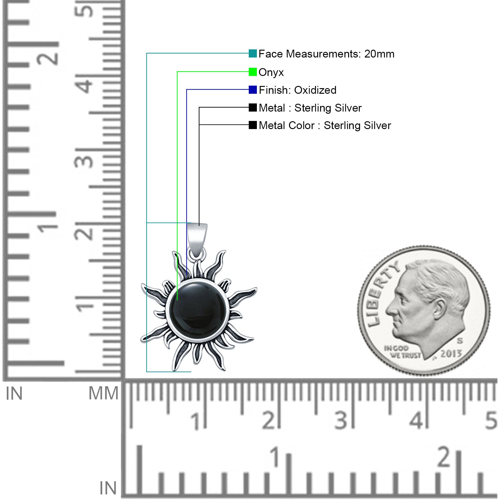 Round Black Onyx Sun Pendant