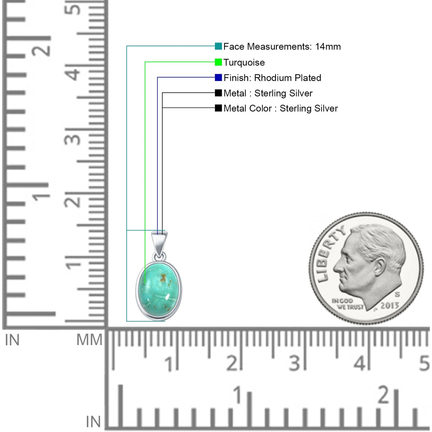 Oval Turquoise Solitaire Pendant