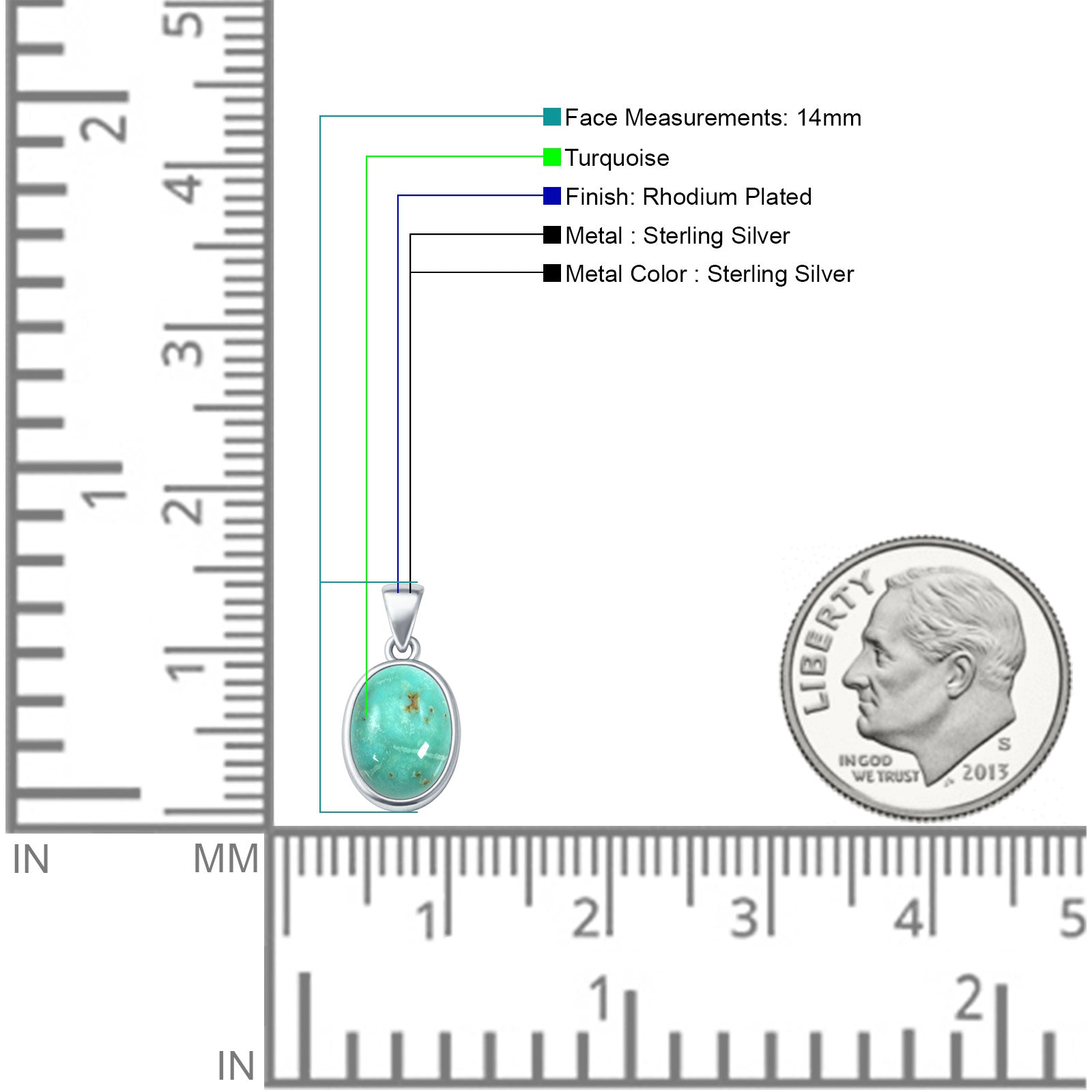 Oval Turquoise Solitaire Pendant