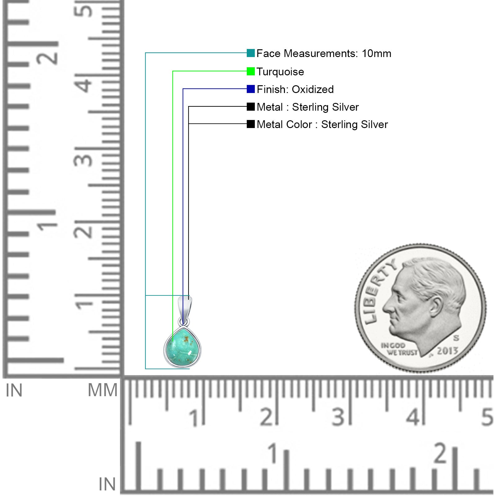 Pear Turquoise Solitaire Pendant