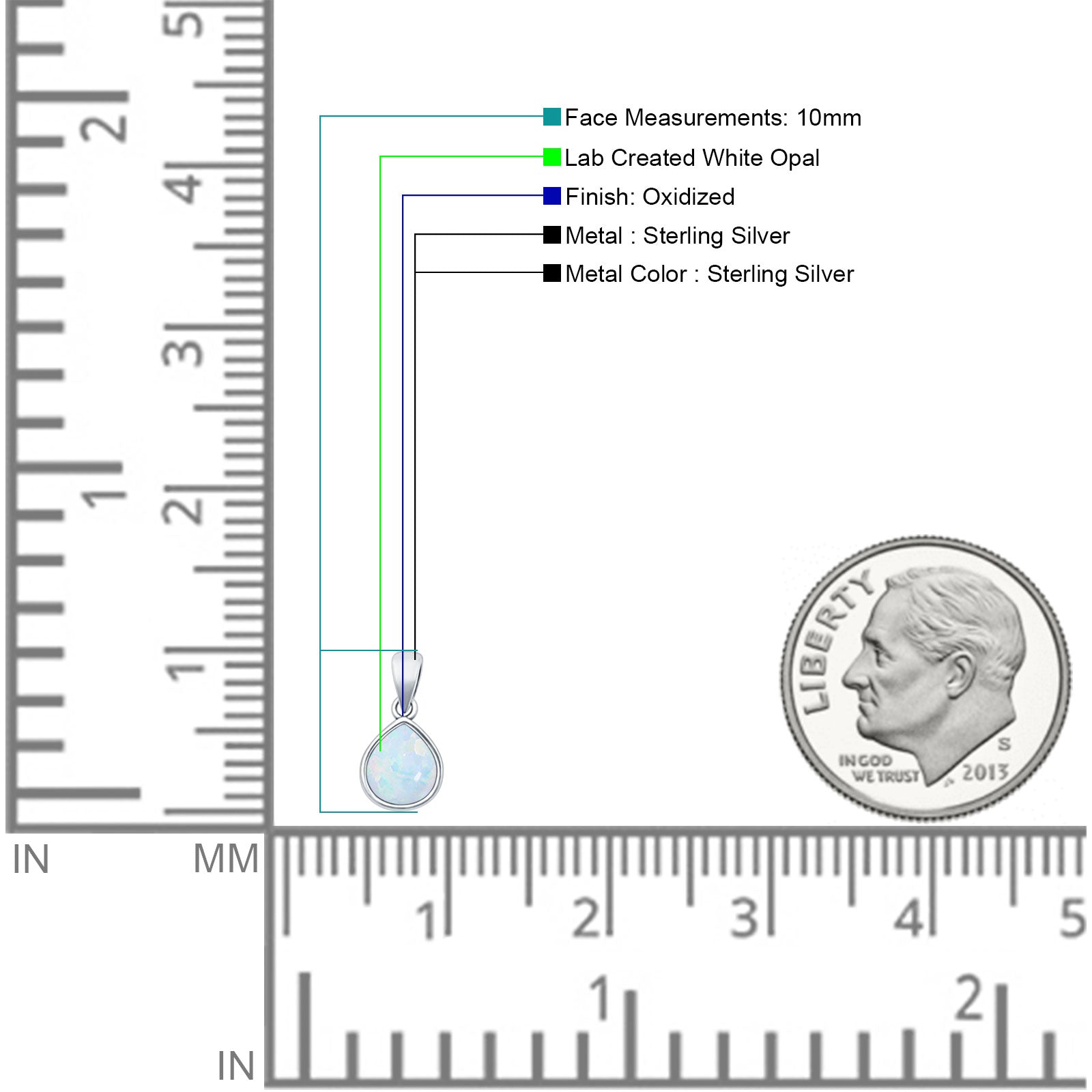 Pear Lab Created White Opal Solitaire Pendant