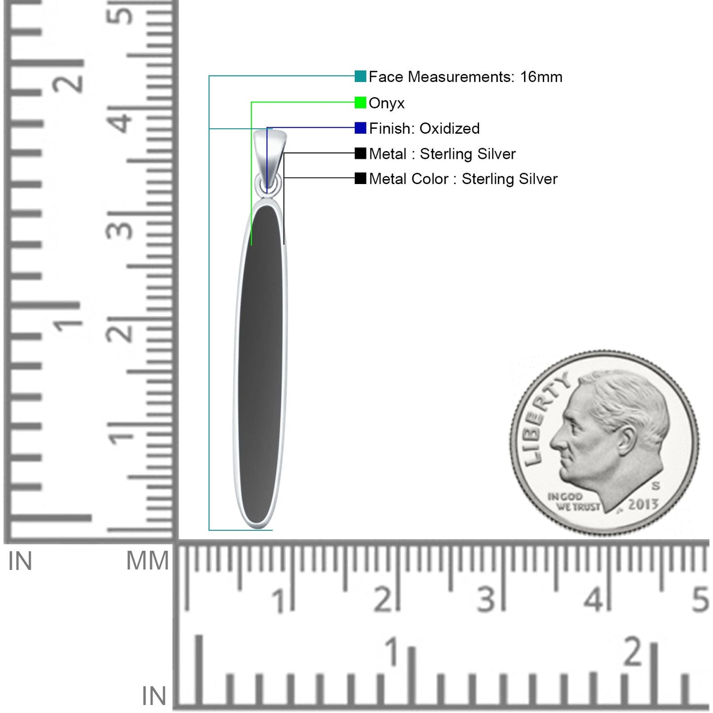 Oval Black Onyx Stick Pendant